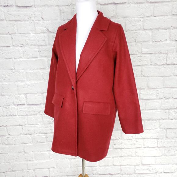 J. Crew Melton Wool Boyfriend Topcoat Red Size 00P - Picture 7 of 16